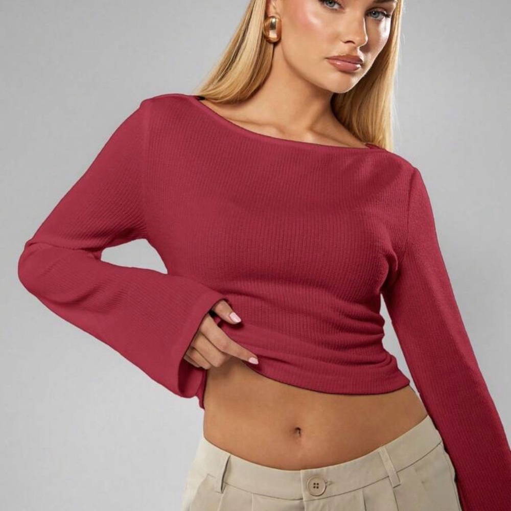 Missguided Red Long Sleeve Top